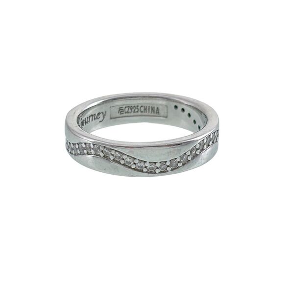 Sterling Silver 925 Wavy Cubic Zirconia "Enjoy The Journey" Ring Size 5.5 - Picture 1 of 5
